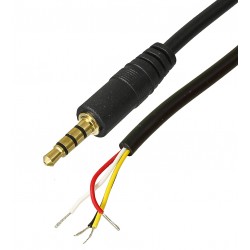 Аудіо кабель для ремонту навушників, штекер JACK 3,5 (4pin), 30см, чорний