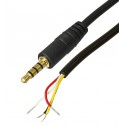 Аудіо кабель для ремонту навушників, штекер JACK 3,5 (4pin), 30см, чорний