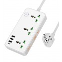 Удлинитель Hoco Storm 3-position socket AC7A 3USB/1Type-C, 3.4A/17W, белый