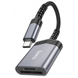 Перехідник Hoco UA25, card reader, 2в1, Type-C, сірий