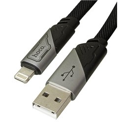 Кабель Lightning - USB, Hoco U119, 2,4A, 1,2 метр, у тканинній оплітці, чорний