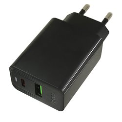 Зарядное устройство Hoco CS94A, USB 18W, Type-C PD 20W, чёрное
