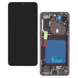 Дисплей для Samsung G990F Galaxy S21, чорний, з чорною рамкою, GXQC-Super OLED SOFT, Service Pack