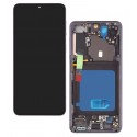 Дисплей для Samsung G990F Galaxy S21, чорний, з чорною рамкою, GXQC-Super OLED SOFT, Service Pack