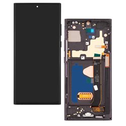 Дисплей для Samsung N985F Galaxy Note 20 Ultra, N986B Galaxy Note 20 Ultra 5G, чорный, з тачскрином, з чорною рамкою, GXQC-Super OLED SOFT, Service Pack