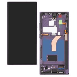 Дисплей для Samsung S908 Galaxy S22 Ultra, чорний, з чорною рамкою, GXQC-Super OLED SOFT, Service Pack