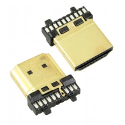 Штекер HDMI, монтажный, Gold-Plating, 10pin (папа)