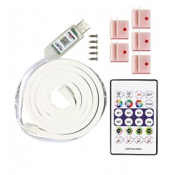 Світлодіодна стрічка LED неонова, RGB, 5V, IP65, 1м, Bluetooth + пульт дистанційного керування, з датчиком звуку (чорна)