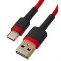 Кабель Type-C - USB, Baseus Cafule, 3А, 2 метра, красный CATKLF-C09