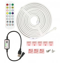 Світлодіодна стрічка LED неонова, RGB, 5V, IP65, 3м, Bluetooth + пульт дистанційного керування, з датчиком звуку