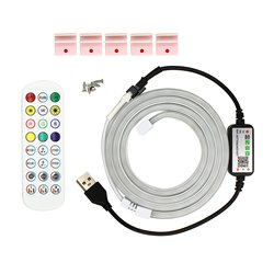 Світлодіодна стрічка LED неонова, RGB, 5V, IP65, 1м, Bluetooth + пульт дистанційного керування, з датчиком звуку