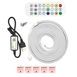 Світлодіодна стрічка LED неонова, RGB, 5V, IP65, 2м, Bluetooth + пульт дистанційного керування, з датчиком звуку