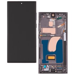 Дисплей для Samsung S918 Galaxy S23 Ultra, чорний, з рамкою, GXQC-Super OLED SOFT, Service Pack