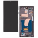 Дисплей для Samsung S918 Galaxy S23 Ultra, чорний, з рамкою, GXQC-Super OLED SOFT, Service Pack