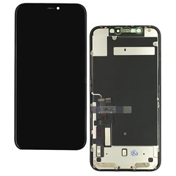Дисплей для Apple iPhone 11 черный, с сенсорным экраном, с рамкой, оригинал (переклеенное стекло), 60Hz
