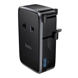 Мережевий зарядний пристрій-подовжувач Hoco AC35, USB, 2 Type-C, 1 розетка, black