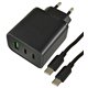 Зарядное устройство Hoco N75, с кабелем Type-C - Type-C, 1USB, 2Type-C PD 65W, черный