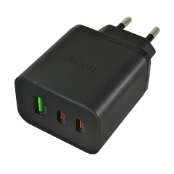 Зарядний пристрій Hoco N75, 1USB, 2Type-C PD 65W, чорний