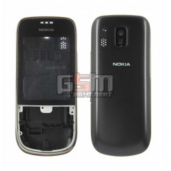 Корпус для Nokia 202 Asha, черный, high-copy