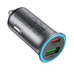Автомобільний зарядний пристрій Acefast B16, (USB+Type-C), 95Вт, metal gray