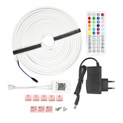 Светодиодная лента LED неоновая, RGB, 24V, IP 67, 5м, Bluetooth + пульт дистанционного управления (с блоком питания)