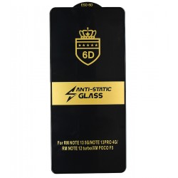 Загартоване захисне скло ESD 6D для Xiaomi Poco F5 / Poco M6 Pro 4G / Redmi Note 13 5G / Redmi Note 13 Pro 4G / Redmi Note 14S, сумісне з чохлами, Anti-Static...