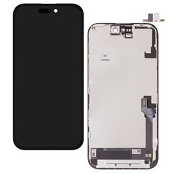 Дисплей для Apple iPhone 16, чёрный, с рамкой, High quality, (AMOLED), GX OEM soft