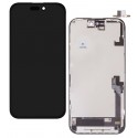 Дисплей для Apple iPhone 16, чёрный, с рамкой, High quality, (AMOLED), GX OEM soft