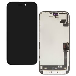 Дисплей для Apple iPhone 16, чёрный, с рамкой, оригинал (переклеенное стекло)