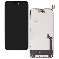 Дисплей для Apple iPhone 15 Plus, чёрный, с рамкой, High quality, (AMOLED), GX OEM soft