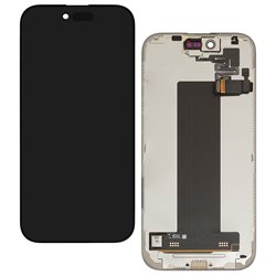 Дисплей для Apple iPhone 15 Plus, чёрный, с рамкой, оригинал (переклеенное стекло)