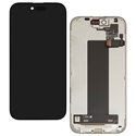 Дисплей для Apple iPhone 15 Plus, чёрный, с рамкой, оригинал (переклеенное стекло)