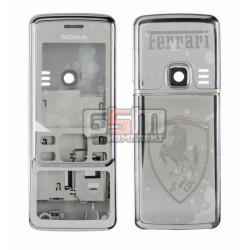 Корпус для Nokia 6300, сріблястий, China quality ААА, з клавіатурою, з орнаментом