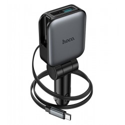 Автомобильное зарядное устройство Hoco Z67, USB, Type-C PD 60W metal gray, с кабелем Type-C