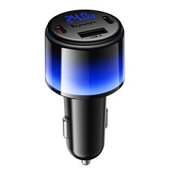Автомобильное зарядное устройство Hoco Z69B, USB, 2 Type-C PD 57W, с дисплеем, черное