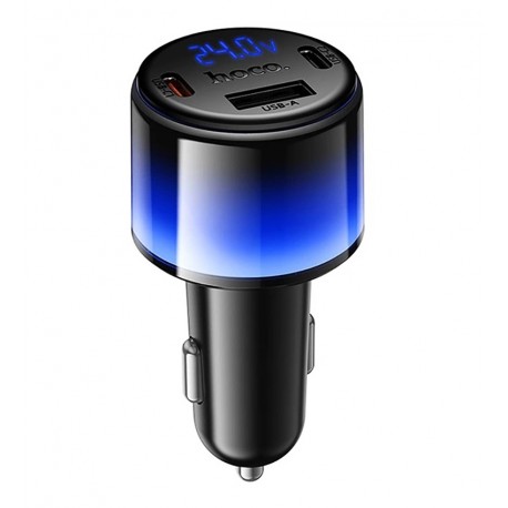Автомобильное зарядное устройство Hoco Z69B, USB, 2 Type-C PD 57W, с дисплеем, черное