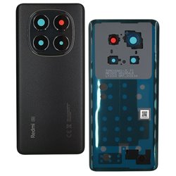 Задня панель корпуса для Xiaomi Redmi Note 14 Pro 5G, чорний, зі склом камери, Midnight Black
