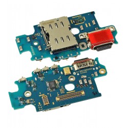 Шлейф для Samsung S926 Galaxy S24 Plus, коннектора зарядки, с микрофоном, c SIM-коннектором, Original (PRC), плата зарядки