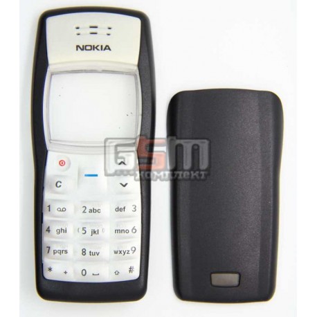 Корпус для Nokia 1100, 1101, копия AAA, черный, с клавиатурой, передняя и задняя панели