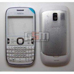 Корпус для Nokia 302 Asha, белый, копия ААА, с клавиатурой