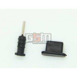 Заглушки защиты коннектора зарядки и коннектора наушников для iPhone 5, черные Заглушки защиты коннектора зарядки и коннектора наушников для iPhone 5, черные