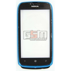 Тачскрін, сенсор, сенсорний дисплей для Nokia 610, з передньою панеллю, синій