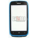Тачскрін, сенсор, сенсорний дисплей для Nokia 610, з передньою панеллю, синій