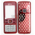 Корпус для Nokia 6300, красный, China quality ААА, с клавиатурой, с орнаментом