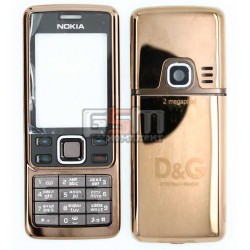 Корпус для Nokia 6300, бронзовый, копия ААА, с клавиатурой, с орнаментом