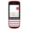 Тачскрін для Nokia 300 Asha, червоний, з передньою панеллю