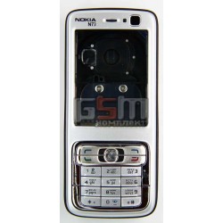 Корпус для Nokia N73, China quality AAA, сріблястий, з клавіатурою