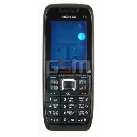 Корпус для Nokia E51, копия AAA, черный, с клавиатурой