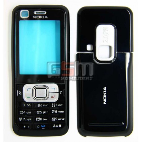 Корпус для Nokia 6120c, 6121c, черный, копия ААА, с клавиатурой, передняя и задняя панель