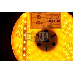 Светодиодная лента LED-Y-SMD-5050, 60 шт/м, водонепроницаемая IP67 в силиконовой трубке, 12V цвет свечения жёлтый (Цена указана 